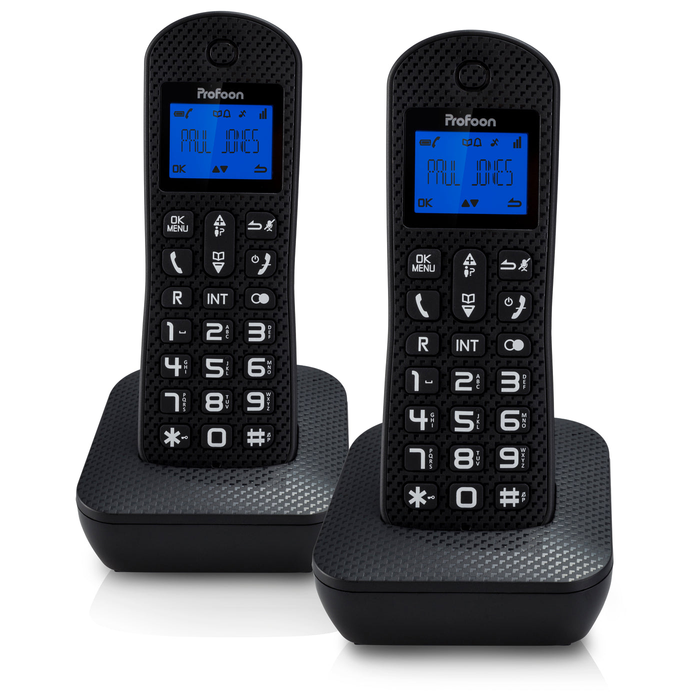 Profoon PDX-525ZT - DECT-Telefon mit Anrufbeantworter und 2 Mobilteilen, schwarz