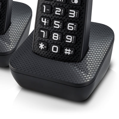 Profoon PDX-525ZT - DECT-Telefon mit Anrufbeantworter und 2 Mobilteilen, schwarz