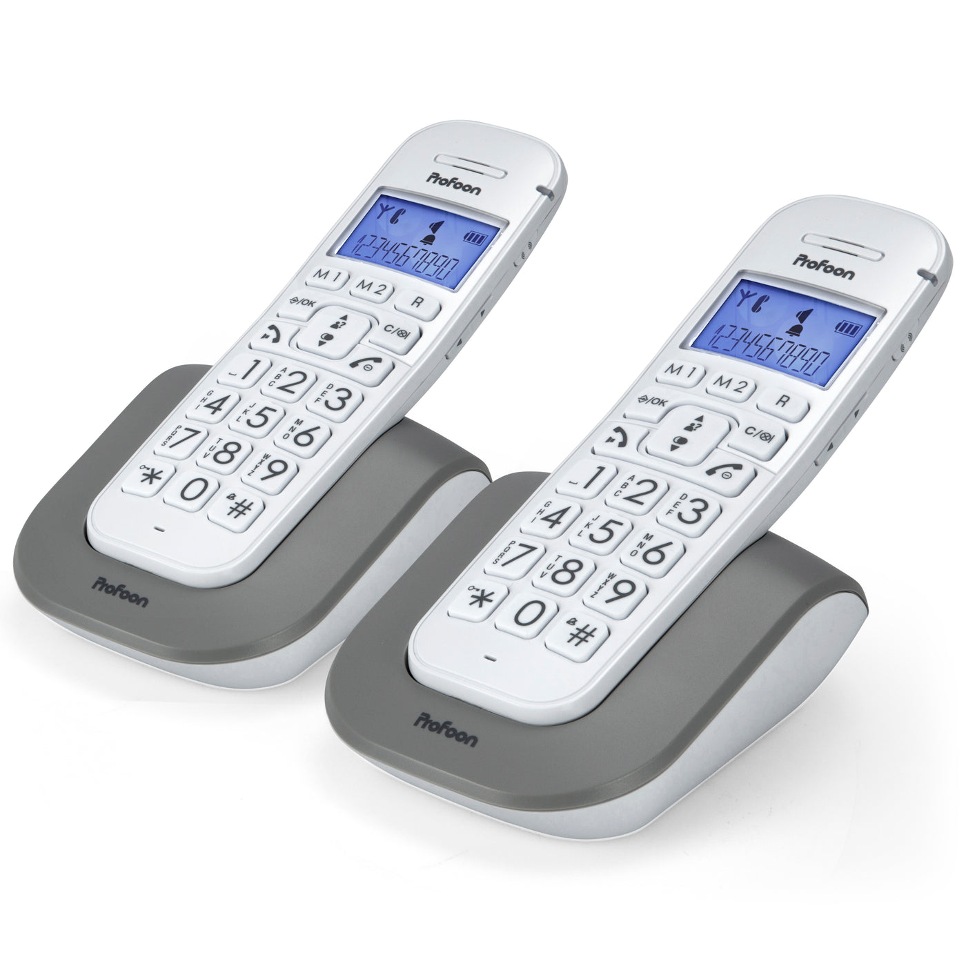 Profoon PDX-2608 DUO - DECT-Telefon mit großen Tasten und 2 Mobilteilen, Weiß