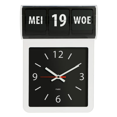 Fysic FK800 - Demenzuhr / große analoge Wanduhr mit Zeit, Tag und Datum, schwarz