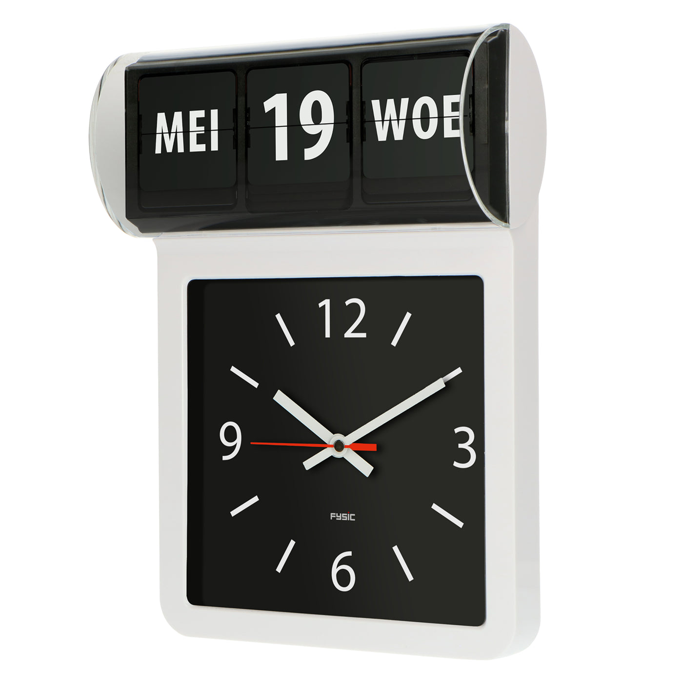 Fysic FK800 - Demenzuhr / große analoge Wanduhr mit Zeit, Tag und Datum, schwarz