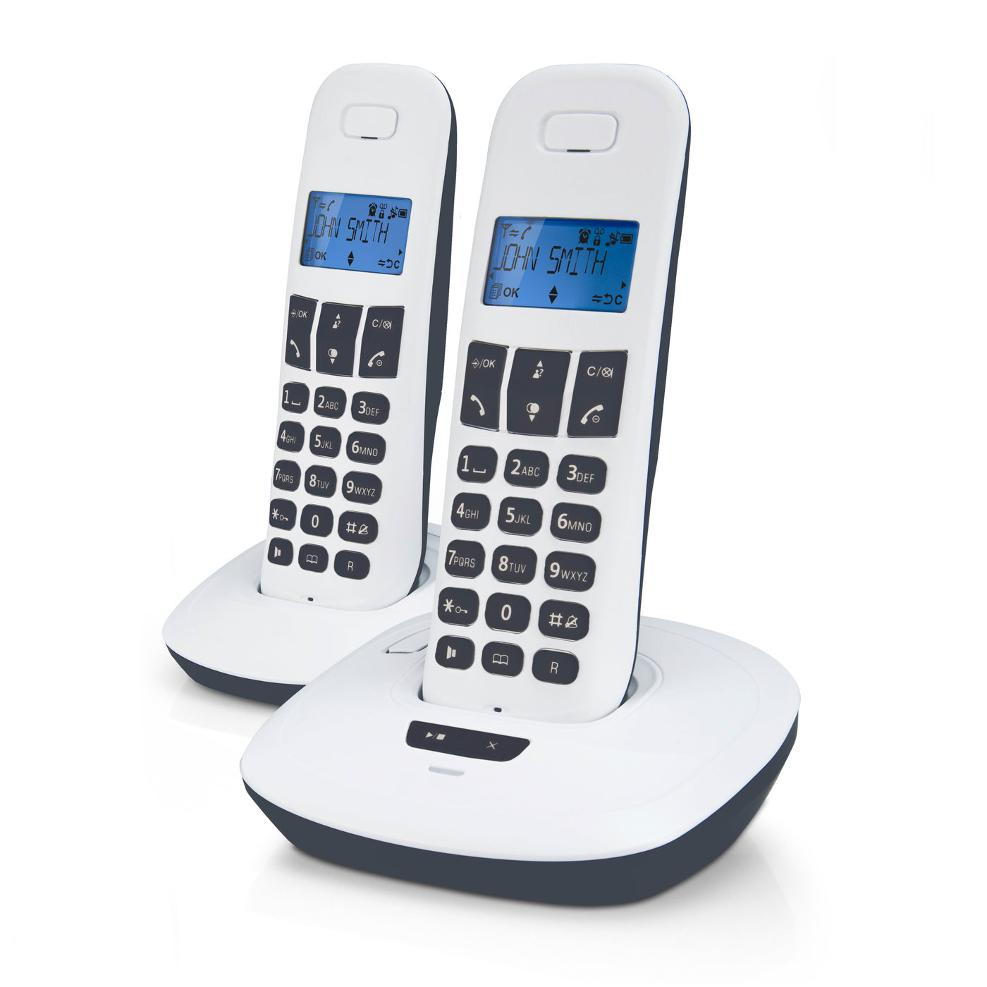 Teleline TEL-170AE - DECT-Telefon mit Anrufbeantworter und 2 Mobilteilen, Schiefer