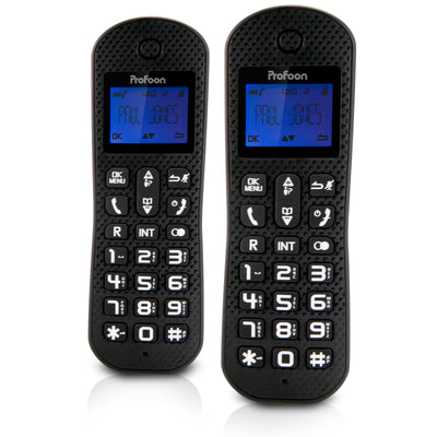 Profoon PDX-525ZT - DECT-Telefon mit Anrufbeantworter und 2 Mobilteilen, schwarz