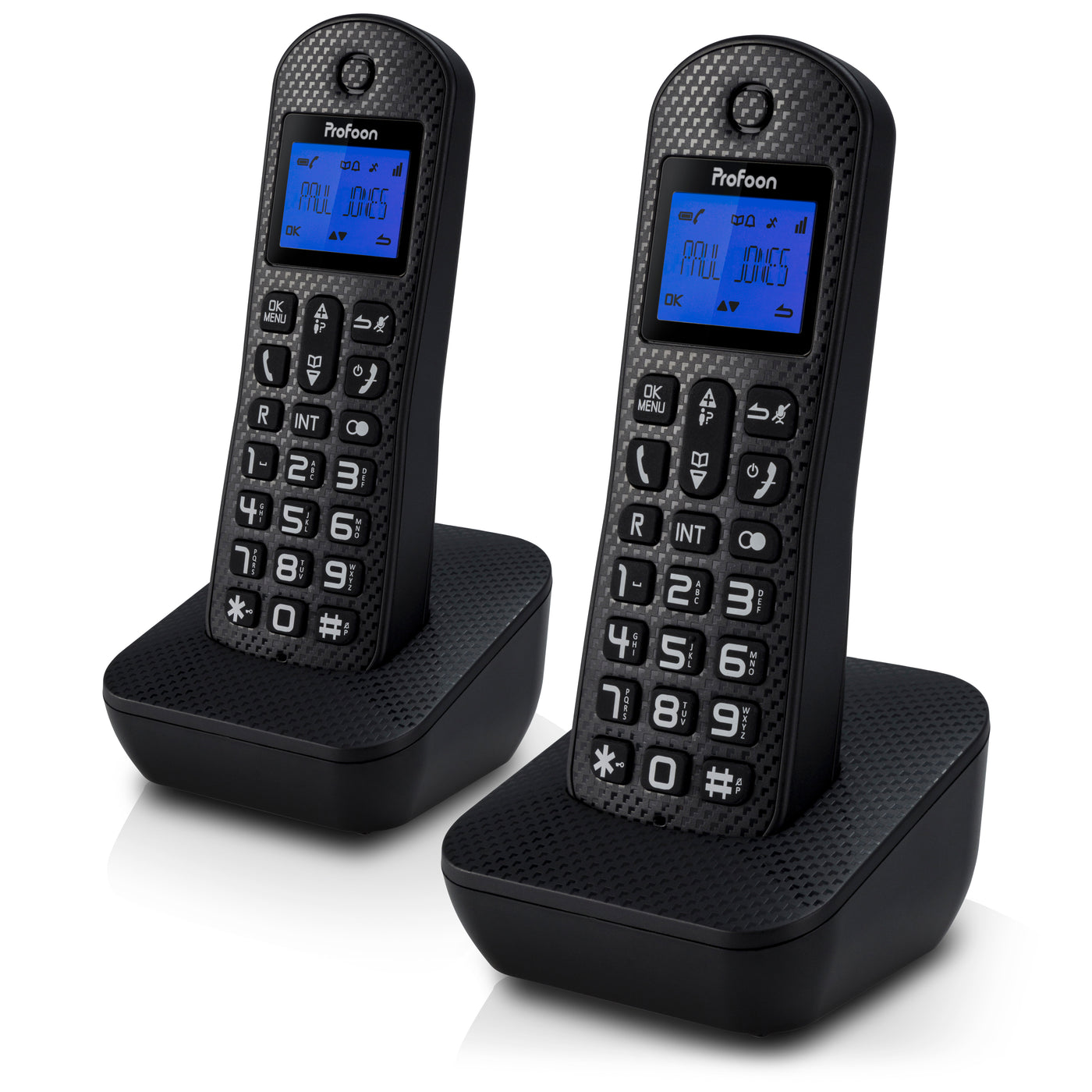 Profoon PDX-525ZT - DECT-Telefon mit Anrufbeantworter und 2 Mobilteilen, schwarz