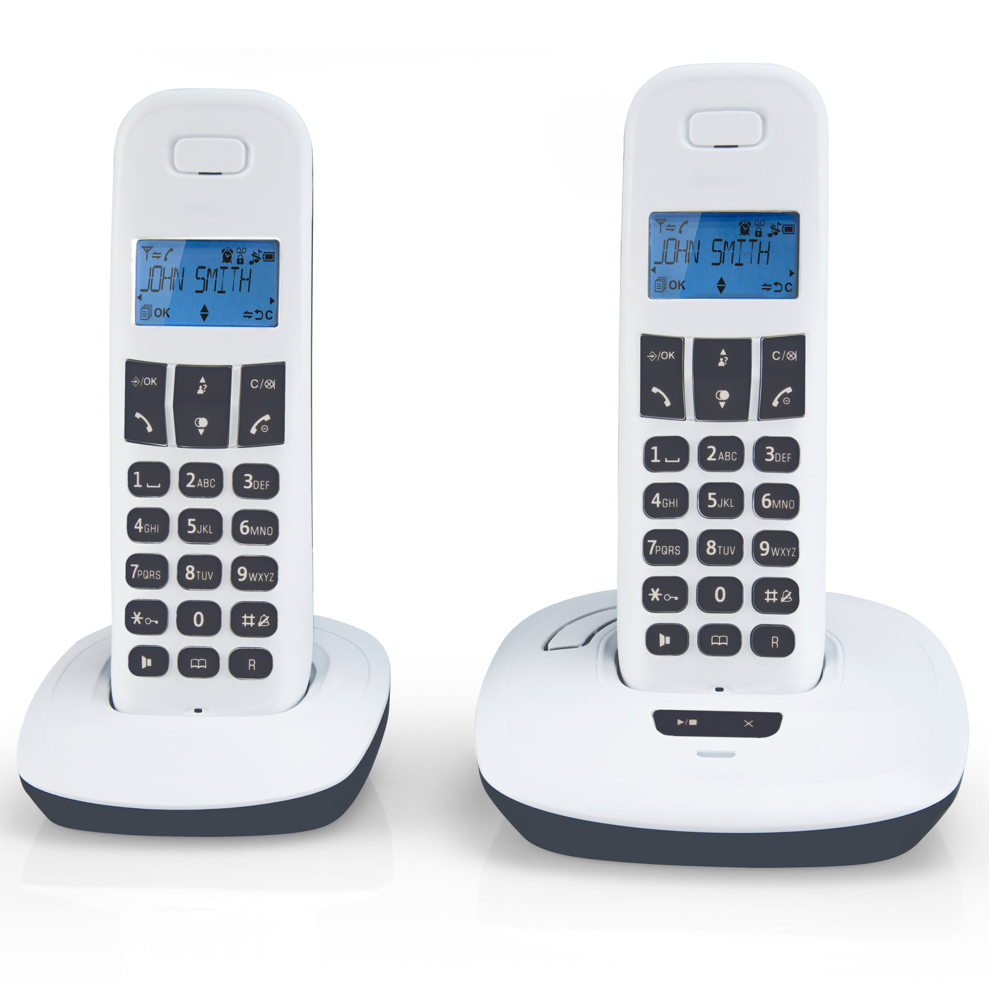 Teleline TEL-170AE - DECT-Telefon mit Anrufbeantworter und 2 Mobilteilen, Schiefer