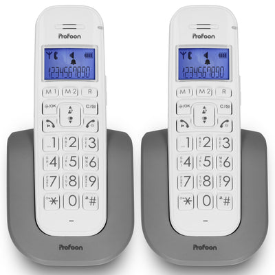 Profoon PDX-2608 DUO - DECT-Telefon mit großen Tasten und 2 Mobilteilen, Weiß