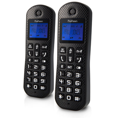 Profoon PDX-525ZT - DECT-Telefon mit Anrufbeantworter und 2 Mobilteilen, schwarz