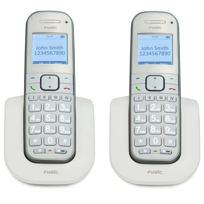 Fysic FX-9000 DUO - DECT-Telefon für Senioren mit großen Tasten und 2 Mobilteilen, Weiß