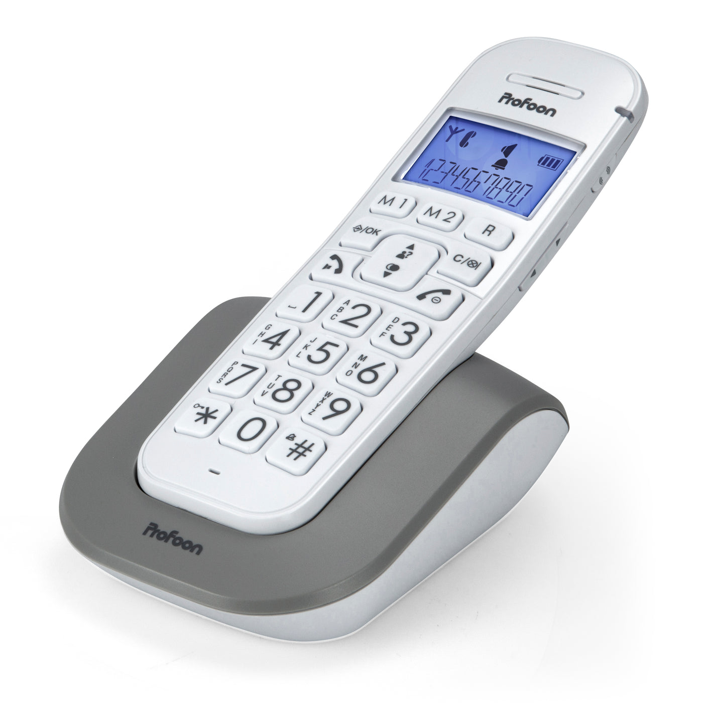 Profoon PDX-2608 DUO - DECT-Telefon mit großen Tasten und 2 Mobilteilen, Weiß