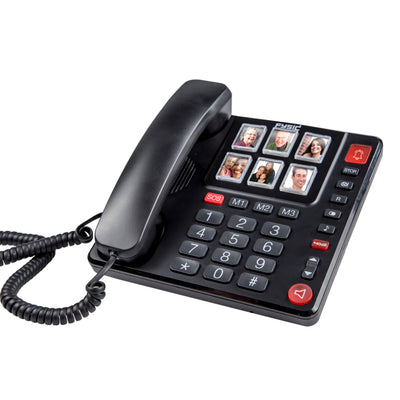 Fysic FX-3930 - Schnurgebundenes Telefon mit großen Fototasten und Zahlen, Schwarz