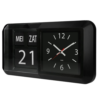 Fysic FK850 - Demenzuhr / große analoge Wanduhr mit Zeit, Tag und Datum, weiß