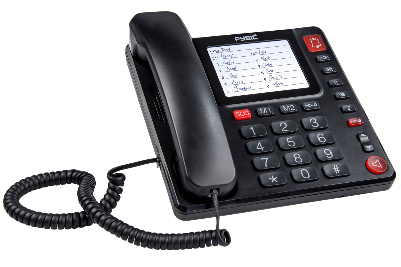 Fysic FX-3920 - Schnurgebundenes Telefon mit großen Tasten für Senioren, Schwarz
