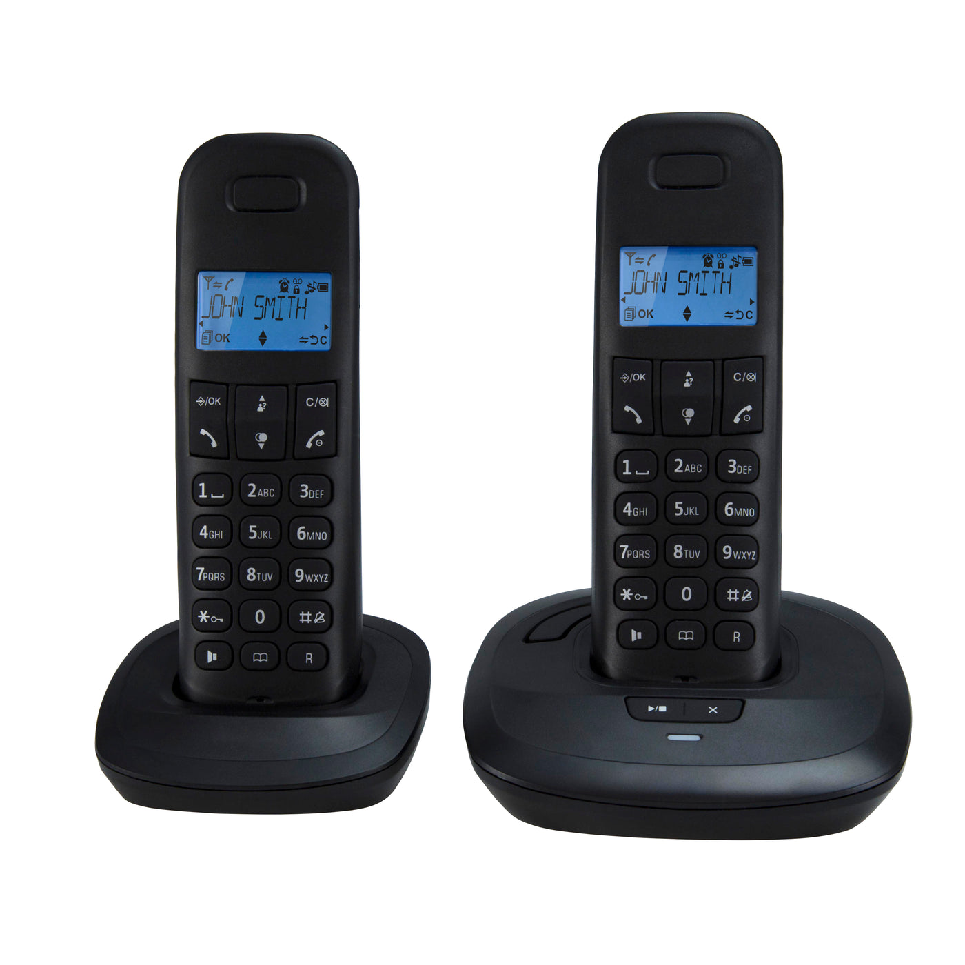 Teleline TEL-170ZT - DECT-Telefon mit Anrufbeantworter und 2 Mobilteilen, schwarz
