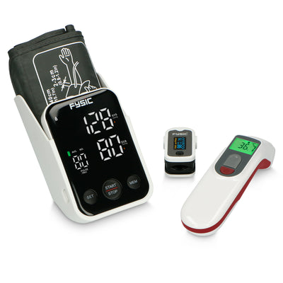 Fysic FCS250 - Set zur häuslichen Gesundheitsüberwachung, Blutdruckmessgerät, Pulsoximeter und Infrarot-Thermometer