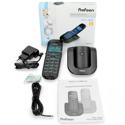 Profoon PDX-2808 - DECT-Telefon mit großen Tasten und 1 Mobilteil, Schwarz