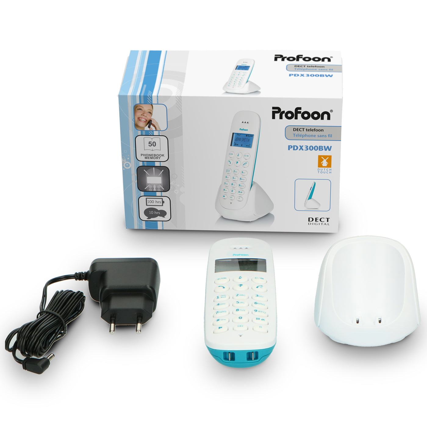 Profoon PDX-300BW - DECT-Telefon mit 1 Mobilteil, Blau