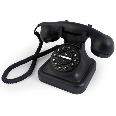 Fysic Graham - Schnurgebundenes Retro-Telefon, Schwarz