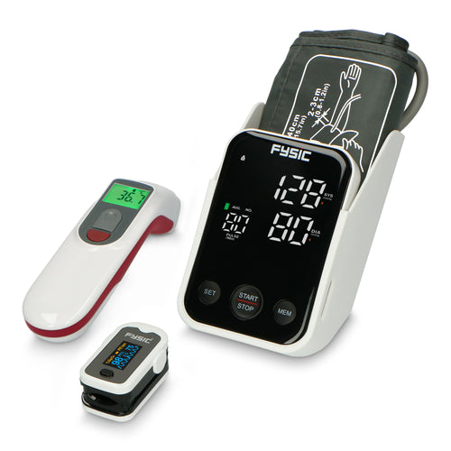 Fysic FCS250 - Set zur häuslichen Gesundheitsüberwachung, Blutdruckmessgerät, Pulsoximeter und Infrarot-Thermometer