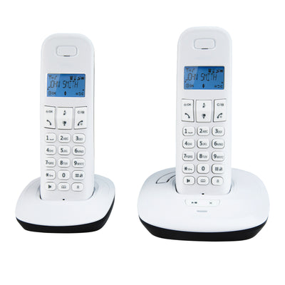 Teleline TEL-170WT - DECT-Telefon mit Anrufbeantworter und 2 Mobilteilen, weiß
