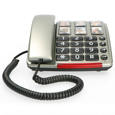 Profoon TX-560 - Schnurgebundenes Telefon mit großen Fototasten und Zahlen, Schwarz