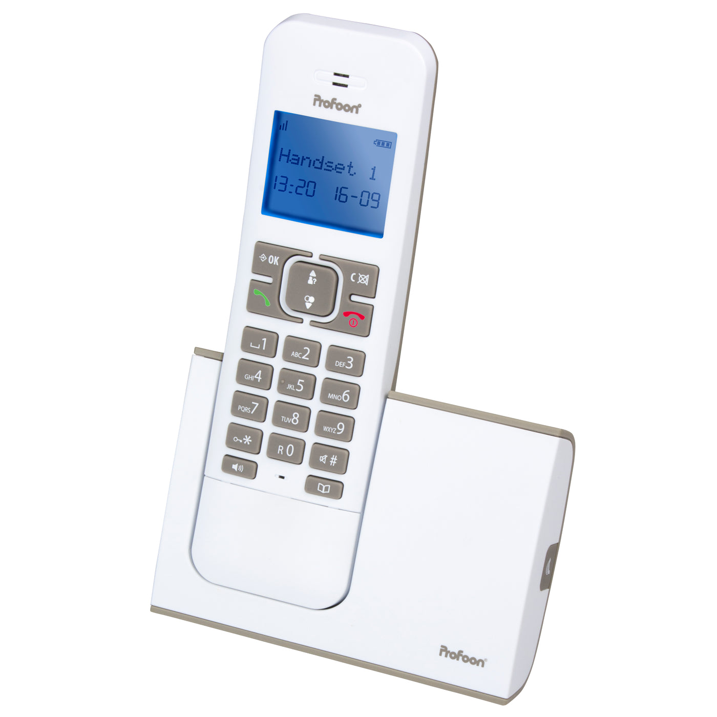 Profoon PDX-8420TE - DECT-Telefon mit 2 Mobilteilen, Weiß/Ttaupe