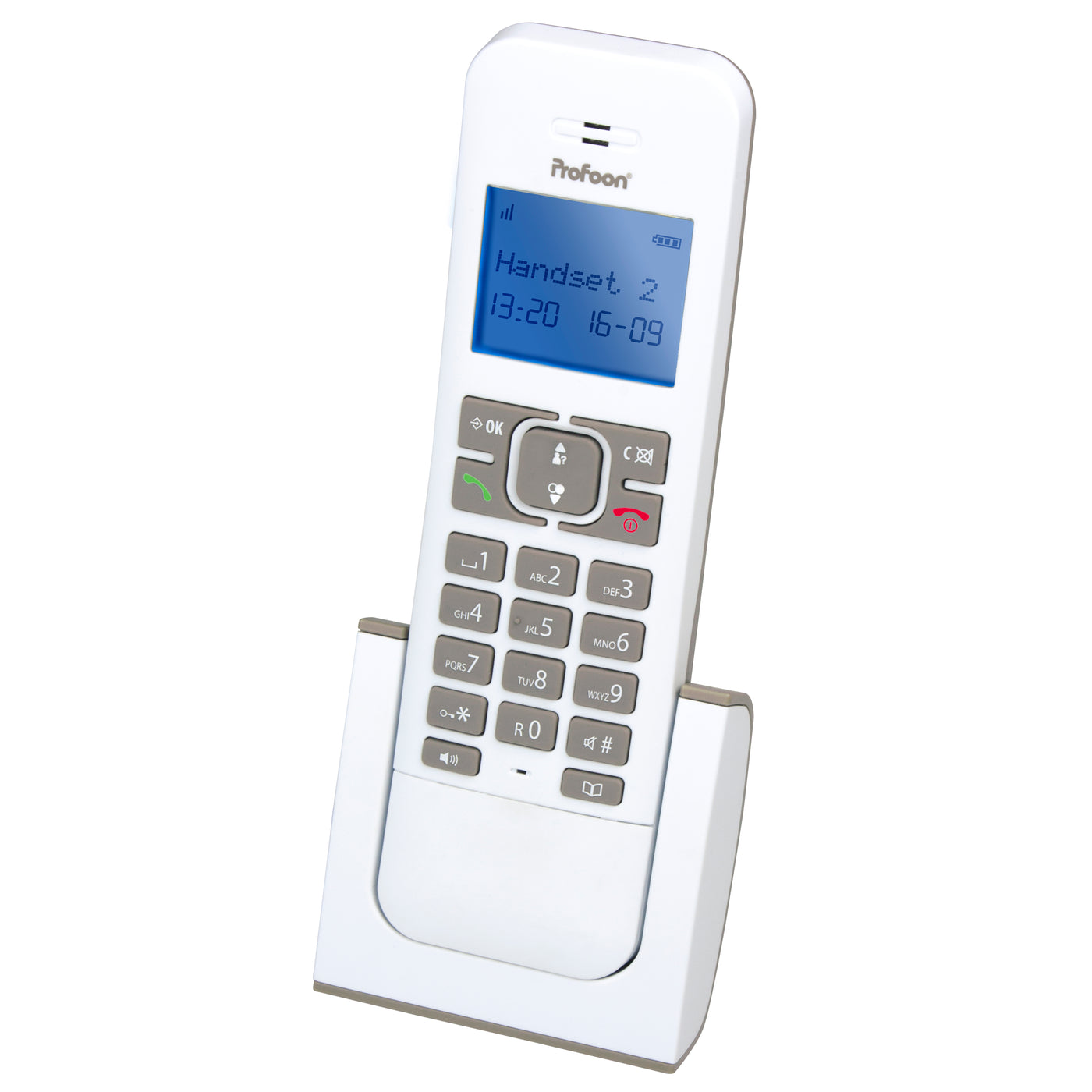 Profoon PDX-8420TE - DECT-Telefon mit 2 Mobilteilen, Weiß/Ttaupe