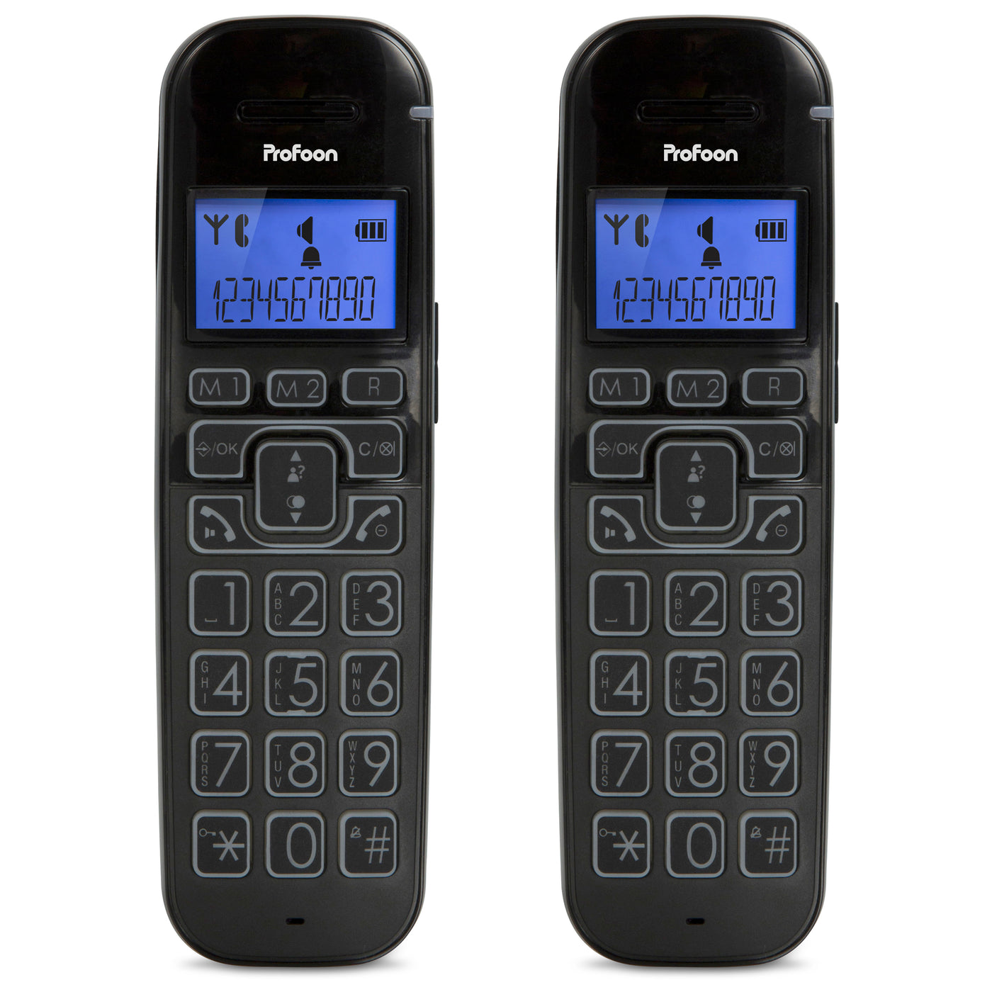 Profoon PDX-2808 DUO - DECT-Telefon mit großen Tasten und 2 Mobilteilen, Schwarz